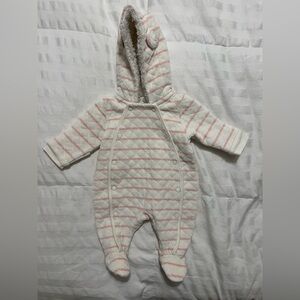 Nordstrom Pink and White Quilted Fur Lined Hooded Bunting